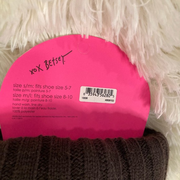 NWT Betsey Johnson Cozy Boot Liners Chaussettes Brown Womens Size  5-7 - Picture 4 of 4